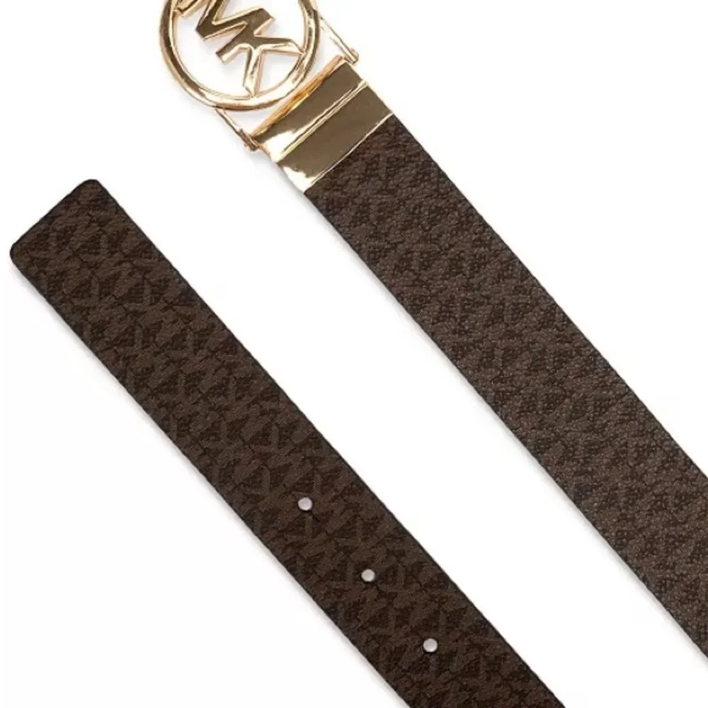 MICHAEL Michael Kors Reversible Logo with Logo Buckle Genuine Leather Belt